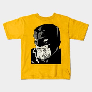 A Masked Vigilante/Superhero Grimaces In The Dark Kids T-Shirt